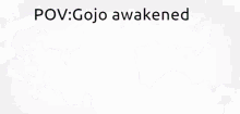 a bald man standing next to a muscular man with the words pov : gojo awakened above him