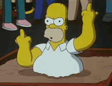 homer simpson is giving the middle finger in a box