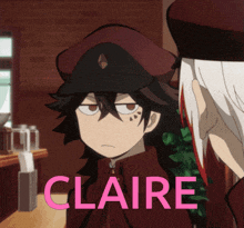 a cartoon character with the name claire written in pink