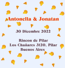 a wedding invitation for antonella and jonatan has tacos on it