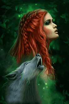 wolf in me wolf red hair lady sparkle