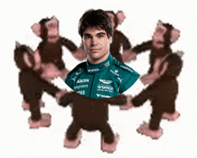 a picture of a race car driver with aramco on his shirt