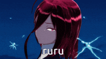 a picture of a girl with red hair and the word guru