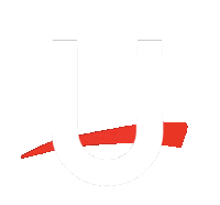 a white letter u with a red arrow pointing to the right