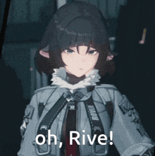 a video game character says " oh rive " in a dark room