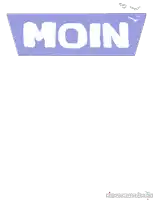 a purple sign that says moin with a bird on it