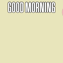 a cartoon cat holding a pink heart with the words good morning
