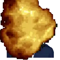 a pixel art of a person with a huge explosion behind their head
