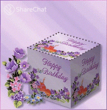 happy birthday surprise mouse flowers lavenders