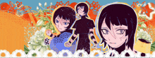 a collage of images of a girl with black hair