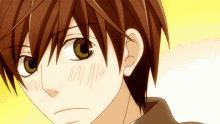 boy anime blush shy frown