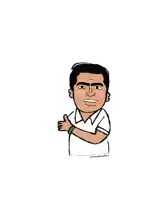 a cartoon drawing of a man with a red dot on his forehead