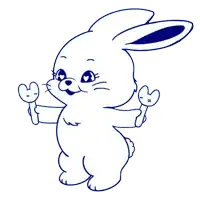 a black and white drawing of a rabbit holding a heart shaped object