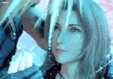 a close up of a woman 's face with the words xxxeril written on the bottom