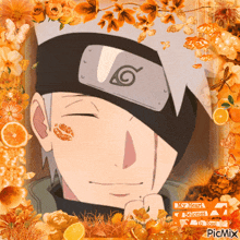 a picture of a naruto character with flowers and butterflies around it