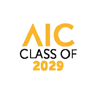 a logo for a class of 2029 with a yellow letter a on a white background