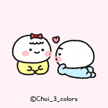 a couple of cartoon characters are kissing each other on the cheek .