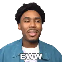 a man in a blue jacket says eww