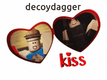 a picture of two hearts with the words decoydagger kiss on the bottom