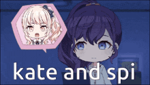 a picture of a girl with the words " kate and spi " below her