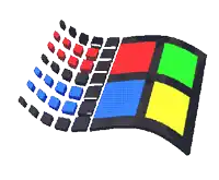 a pixel art of a windows logo with red blue yellow and green squares