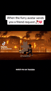 a video of a furry avatar sending a friend request .