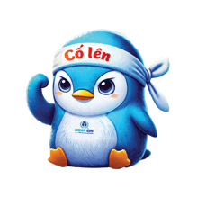 a blue penguin with a headband that says ocean edu on it