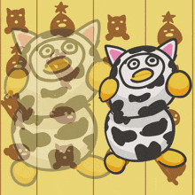 a drawing of a cow with a cat 's head