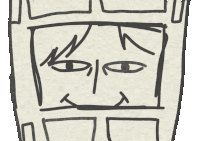 a drawing of a person 's face with a sad expression