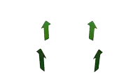 two green arrows pointing in opposite directions against a white background