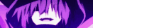 a close up of a person 's face with purple hair and a hat .
