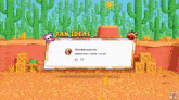 a pixel art illustration of a desert with cactus and a sign that says fan ideas .