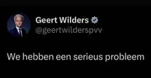a tweet from geert wilders with a picture of him