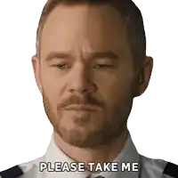 a man with a beard says please take me in front of his face