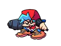 a cartoon character with a microphone and a gun