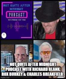 a poster for hot quite after midnight podcast featuring richard blank rox burkey and charles breakfield