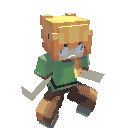a pixel art of a minecraft character standing on a white background