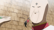 a man with a chinese symbol on his face