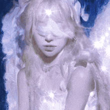 a painting of a woman with white hair and a star in her eye