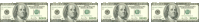 a row of 100 dollar bills in a row on a white background