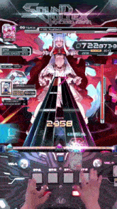 a person is playing a video game with a score of 2956
