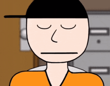 a cartoon of a man with his eyes closed wearing a hat