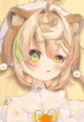 a close up of a girl with a cat ear