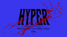 a blue background with the word hyper written on it