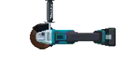 a pixel art drawing of a makita grinder cutting a piece of wood