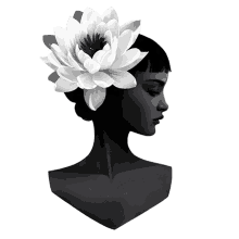 thoughtful girl floral lotus headress