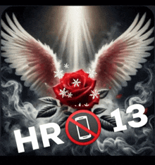a picture of a rose with wings and the number 13