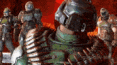 a group of doom slayer soldiers are standing next to each other in a video game