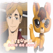 a picture of a man and a picture of a cat with the words atsumu solo de soro