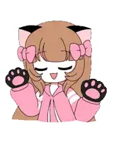 a cartoon of a girl with cat ears and paws on her arms